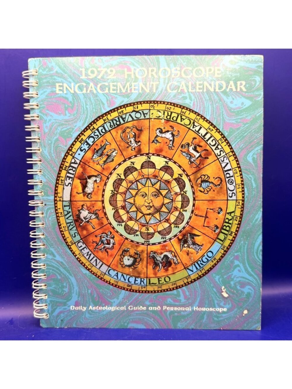 1972 Horoscopes Engagement Calendar Astrology Zodiac Spiral Planner VTG Ephemera